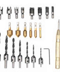 Real Deal Woodworking Plug Cutters Kit With Hex Shank Drill Bits And Countersink Bites For Hardwood Builds collection of steel wood drill bits.