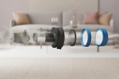 Exploded view of Ultimate700 Vacuum Filter Kit With 2 Layer Foam Filter And High Efficiency Allergen Filter Replacement Pack