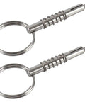 Set Of Four Quick Release Pins With Drop Cam And Spring For Bimini Tops And Boat Hinge Built From Marine Grade 316 Stainless Steel, showing two pins.