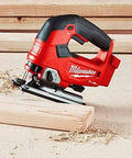 Milwaukee M18 FUEL D-handle jigsaw bare tool, red/black, side view