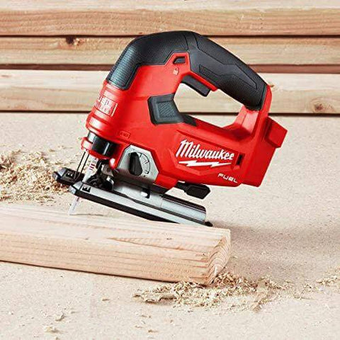 Milwaukee M18 FUEL D-handle jigsaw bare tool, red/black, side view