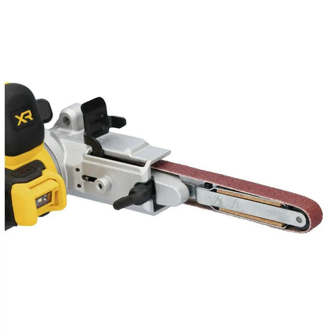Close-up of 20V Max XR Cordless Bandfile Belt Sander Bare Tool Only With Brushless Motor, 5600 RPM, 104 Degree Swivel Arm