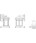 Diagram of Lit Wish LED Outdoor 1 Light Wall Lantern In Textured Black With Etched White Linen Glass Craftsman Style, dimensions included.