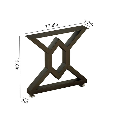 Beefy 28 Inch Metal Table Legs Set of 2 Cast Iron Square Tube X Shaped Dining and Desk Supports Black Powder Coat Finish Industrial Modern Style Rust Resistant Each Leg Handles Up to 800 Pounds detail view