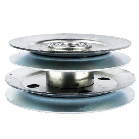 Premium Double Deck Drive Belt Tightener Pulley Fit For 48 Or 54 Inch Mower Decks Replacing AP01 AM133924 close-up view of pulley