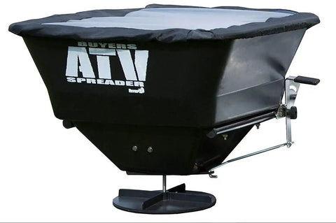 Beefy ATV Broadcast Spreader with Rain Cover, 100 Pound Capacity Poly Hopper, Rear Rack Mount, 12 Volt Motor, Outdoor Use