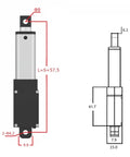 12V Small Linear Actuator With 30mm Stroke And 70N Load, Compact Electric Motor For Cabinets, Window Openers, And Robotics Projects, 33Lbs Max Force, Ideal For DIY Smart Home And Tight Spaces, dimension drawing