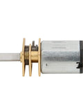 Side view of Rugged All Metal 6V DC Gear Motor with 6mm Gearbox 800 RPM showcasing steel micro gears and copper reducer.