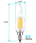 16 Pack Candelabra LED Bulbs 100 Watt Equivalent 800 Lumens Soft White 3000K Dimmable CA11 Flame Tip Clear Glass Damp Rated E12 Base