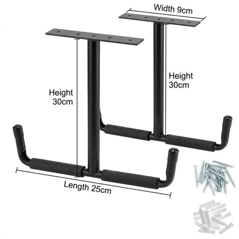 Overhead Ceiling Hooks Rack Heavy Duty Steel Storage Hangers for Garage and Workshop holds up to 80 lbs dual arm design.