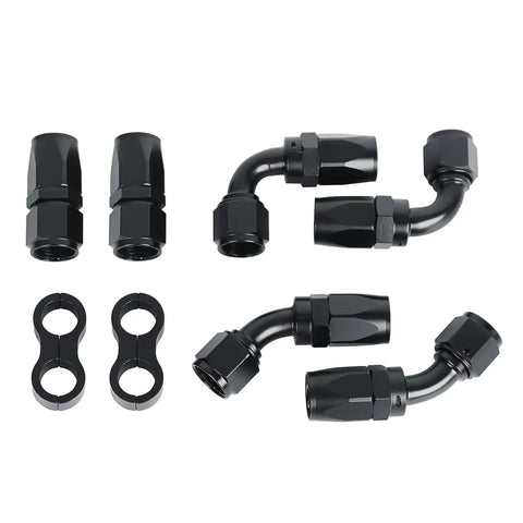 Black 10 Ft AN4 Fuel Line Kit Nylon Braided Hose With Stainless Steel Core And CPE Liner For High Performance Racing And Street Builds fittings set