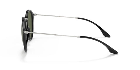 Side view of Unisex RB2447 Round Sunglasses, Black Frames With G15 Green Lenses, 49mm, 100 Percent UV Protection, Prescription Ready