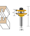 Raised Panel Router Bit Set Pro Grade 1/2 Inch Shank cutter with diagram showing groove and tongue design for woodworking.