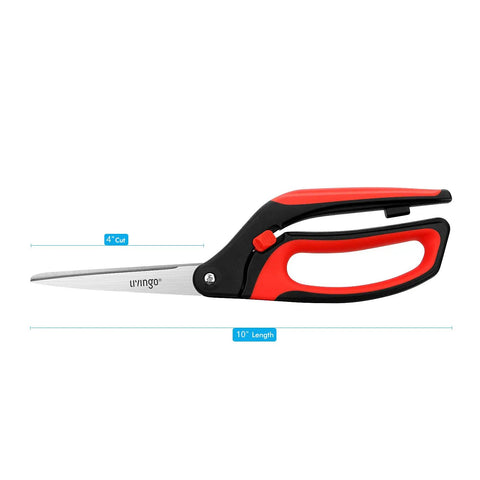 Heavy Duty Spring Action Fabric Scissors For Sewing Pro Grade Ultra Sharp Stainless Steel Shears With Spring Assist To Cut With Ease Tip To Tip Precision Comfortable Grip Perfect For Fabrics Denim Quilting And Craft Projects, 10-inch, black red