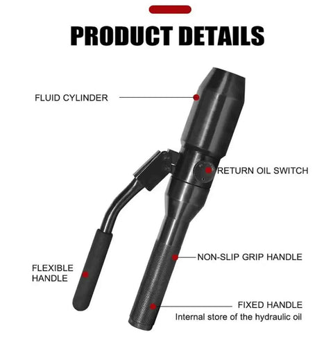 Built Tough Heavy Duty Hydraulic Hole Punch Kit 22.5 To 61.5mm Manual Punching Machine handle details with labels