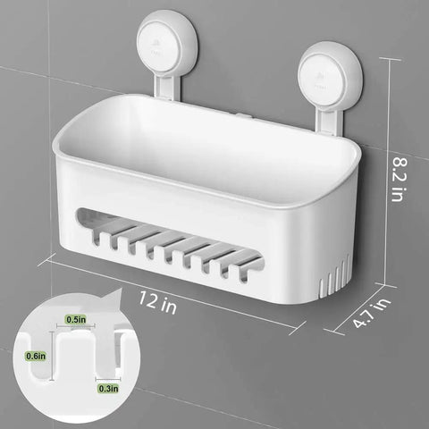 Shower Caddy No Drilling Suction Cup Organizer Removable Heavy Duty Shelf Holds Up To 22 Lbs Waterproof Bathroom and Kitchen Storage Basket