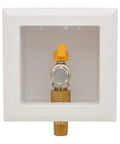 Premium White Gas Outlet Box With Three Quarter Inch Npt Threads And Recessed Shell featuring a yellow quarter turn shut off valve.