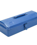 Badass Heavy Duty Iron Toolbox With Secure Lock And Reinforced Cross Punched Base 24 Inch Multifunctional Tool Chest in blue.