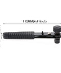 Solid Right Angle Mini Ratchet Wrench 1/4 Inch Dual Drive Head With Hex Socket Adapter showing compact design and dimensions.