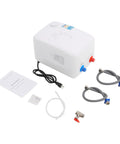 Compact Electric Hot Water Heater Featuring Instant Mini Storage Boiler 1500W with accessories and cables.