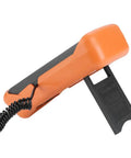 Grab-And-Go Digital Lux Meter With LCD Display, 0-200,000 Lux Range, Auto Range, Data Hold And Peak Hold, Low Power, Quick Response Illuminometer For Light Testing In Workshops, Labs, And On The Go. orange handheld lux meter with coiled cable and flip-out stand