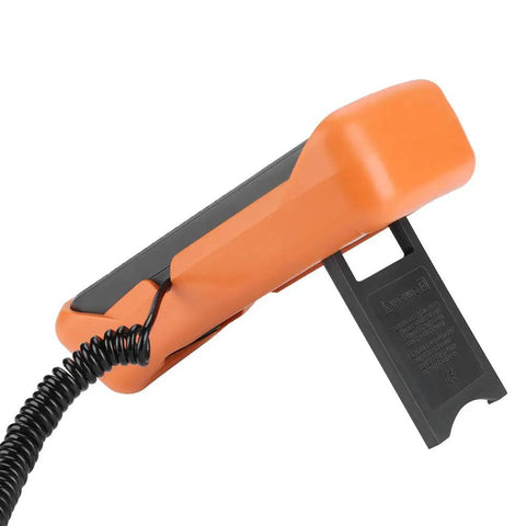 Grab-And-Go Digital Lux Meter With LCD Display, 0-200,000 Lux Range, Auto Range, Data Hold And Peak Hold, Low Power, Quick Response Illuminometer For Light Testing In Workshops, Labs, And On The Go. orange handheld lux meter with coiled cable and flip-out stand