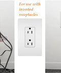 Before and after using Original and Patented Ultra Thin Outlet Concealer Kit with cord concealer for inverted outlets, neat wall look.