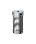 Top Tier Slick Spring Coupling For Stepping And Servo Motors Heavy Duty Aluminum Alloy Elastic Body Screw Lock Encoder Setup Smooth Torque Transfer Built Legit Ready To Roll 6X13mm shown in silver finish, featuring ribbed design.
