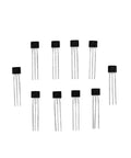 Top view of Hall Effect Switches Pack Of 10 A3144 Magnetic Hall Sensor, 3 Pin SIP Inline Detector for precise magnetic field sensing.