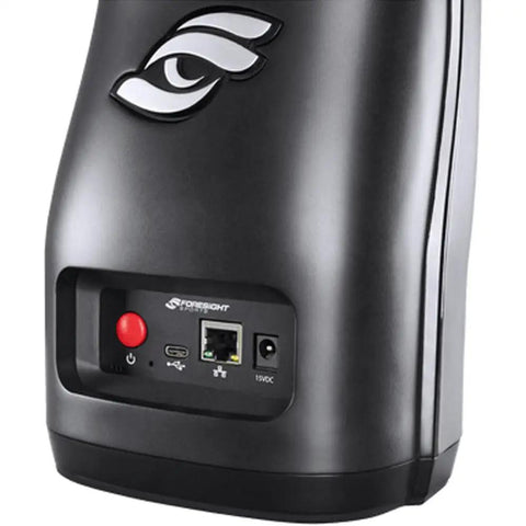 Back view of Launch Pro Ball Data Launch Monitor For Indoor And Outdoor Golf with power and connectivity ports visible.