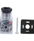 Front view of Five Pack Transparent Hydraulic Solenoid Coil Plugs With Light Indicator DC24V alongside gasket and screw.