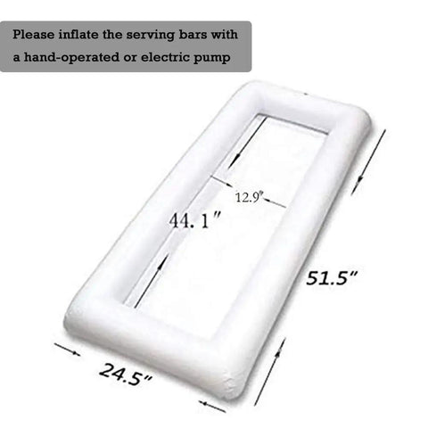 Inflatable Serving Bar For Summer Parties With Ice Chiller, Buffet Station, Drink Holder And Cooler Tray, Large 51.5 By 24.5 Inch