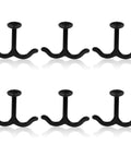 Black Zinc Alloy Double Prong Ceiling Hook Set For Robes Towels And Coats, Heavy Duty Chrome Finish Hangers, Wall Or Ceiling Mount, Pack Of 6