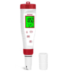 4 In 1 Digital Water Tester With Backlit Display For pH TDS EC And Temperature Ideal For Drinking Water Hydroponics Pools And Home Use No Fuss Quick Reads And Easy To Read, showing front view with cap removed