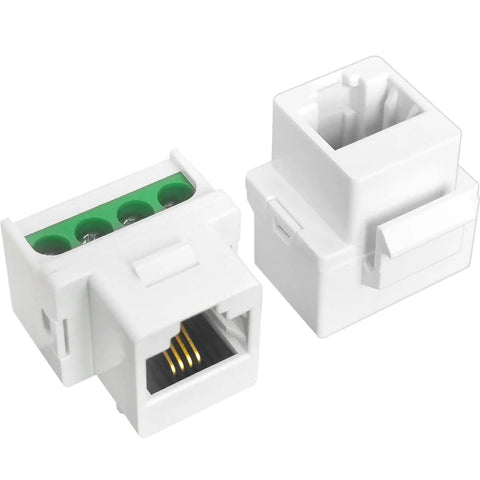 Straight Up Premium 5 Pack White Rj11 Cat3 Telephone Keystone Jacks With Quick Screw Terminals for easy wall plate swaps