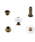 Ceramic Round Knob Set One Inch White And Antique Brass Cabinet Hardware For Drawers And Doors Durable Zinc Alloy Construction Easy Install