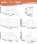 High Density Acrylic Charcuterie Board Templates Six Piece Router Stencil Set With Grippy Handles, clear acrylic styles with measurements.