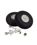 Carbon Fiber RC Landing Gear 300 Pound 75E with sponge foam wheels 2.36 inch wheel set, includes axles and nuts for RC airplanes.
