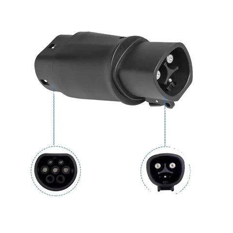 Heavy Duty Portable EV Charger Adapter Converting Type Two Ports To J1772 Plugs For Hella Fast 7KW DC Charging, showing connector ends.