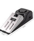 Side view of Two Pack Door Stop Alarm Security Tool With 120dB Siren For Home Travel And Apartment Portable Safety Gadget, black and silver color.