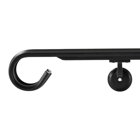 Top Notch Three Foot Aluminum Handrail Kit With Rust Proof Slick Matte Black Finish showcasing smooth curves for indoor outdoor use.