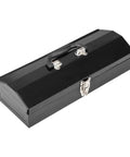 Rugged Hip Roof Portable Steel Tool Box With Metal Latch Closure, 16.7 Inch L X 6.9 Inch W X 4.9 Inch H, Black Finish