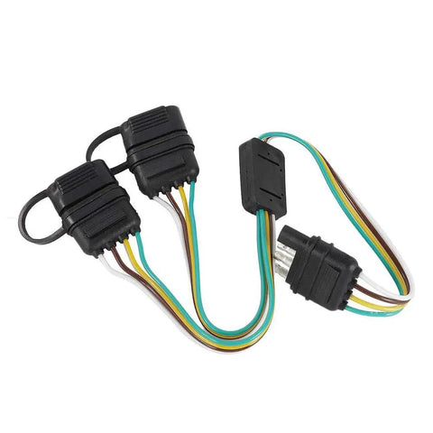 17.5 Inch 4 Pin To 4 Pin Trailer Light Wiring Connector Adapter Y Splitter Cable Extension with waterproof cap
