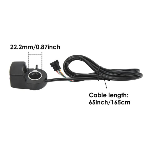 Thumb Throttle For Electric Bikes And Scooters With Battery Display 36V 48V Power Accelerator 65 Inch Cable Fits 22mm Handlebars Easy Install On Seven Eighths Inch Bars Smooth Response Speed Control