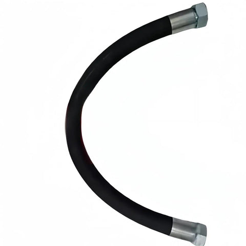 Top Shelf Replacement Air Compressor Hose Part Number 35324177 for Screw Machines, black rubber hose with metal fittings.
