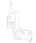 Side view line drawing of Heavy Duty Pipe Notcher With 0-60 Degree Adjustable Angle Fits Half Inch To Two Inch Pipes Drill Press Mount Metalworking Wood PVC Notching Tool With Built-In Protractor For Precise Joints, highlighting drill attachment and protractor features.