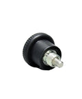 Heavy Duty Spring Loaded Indexing Plunger With Comfy Grip Handle And Rock Solid Stainless Steel Body For Snappy Locking And Exact Placement Fits M8 M10 M12 M16 Bolts, close-up view.