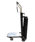 Premium Foldable Electric Stair Climber Cart With 800W Motor And Rubber Tracks For Effortless Moving side view, compact design, sturdy handle.