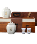 Top Shelf Ceramic Storage Jars With Lids Airtight Double Pantry Set Including Two Matching Teacups For Tea Coffee Spices And Cookies Kitchen Game Changer Keep Everything Fresh in decorative wooden box.