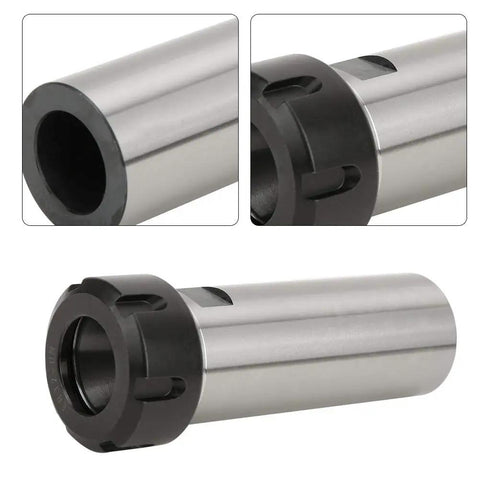 Close-up view of Premium C40ER32M100L Straight Shank Chuck Holder for CNC Milling, showing steel construction for precision tasks.
